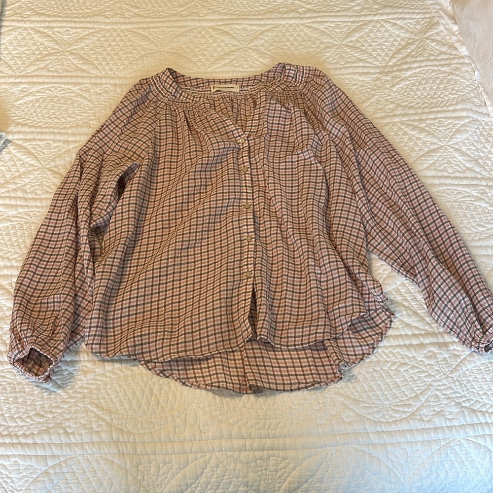 Lucky Brand, plaid long sleeve shirt, flowy, size S